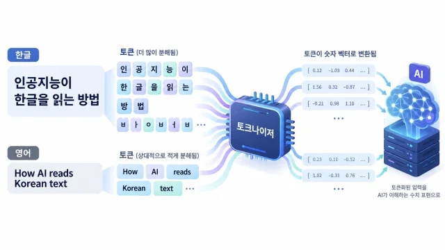 AI는 한국어에 토큰을 61% 더 쓴다, 토크나이저 격차 실험